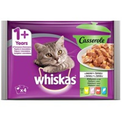 WHISKAS Casserole sa piletinom, lososom, govedinom i tunjevinom u želeu